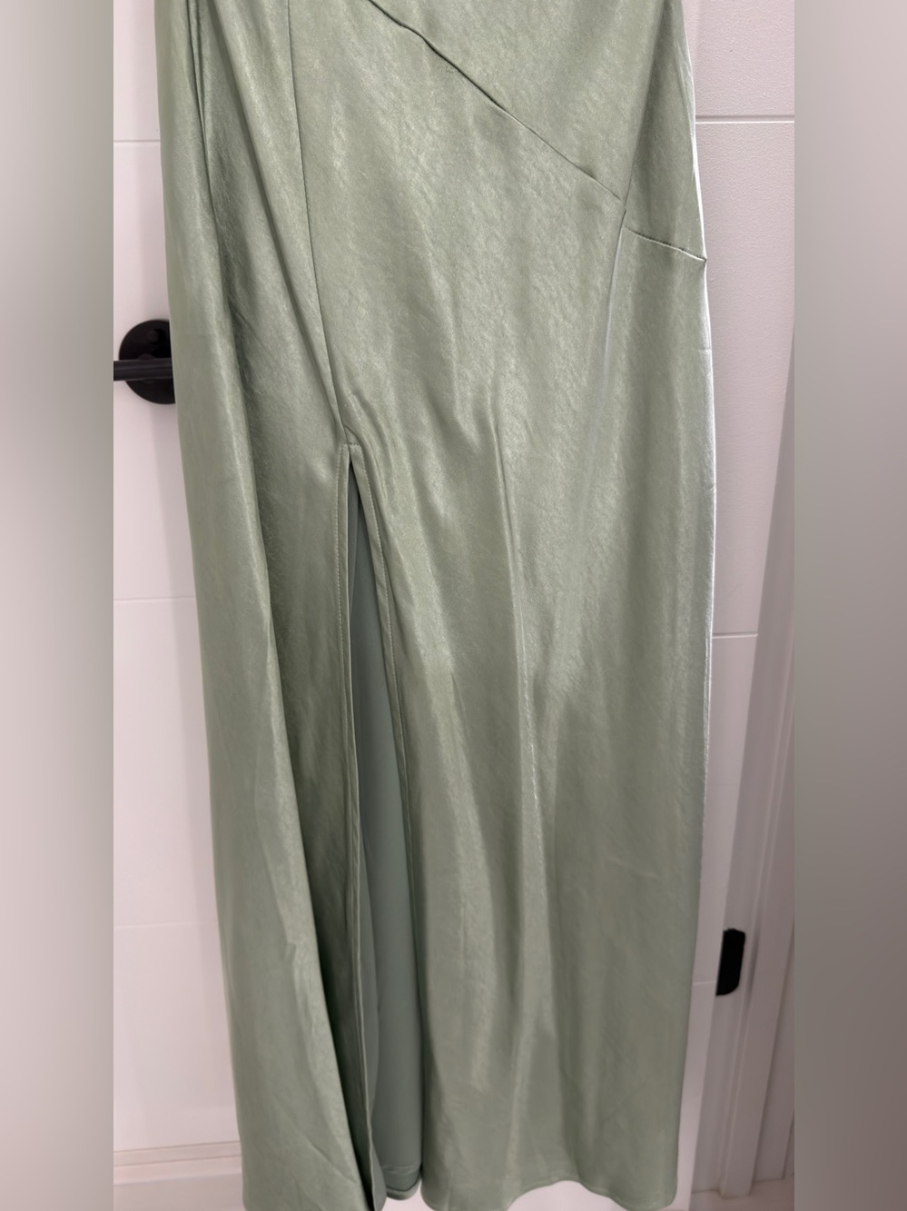 Hello Molly Satin Cowl Neck Slip Dress in Sage Green - Picture 4 of 8